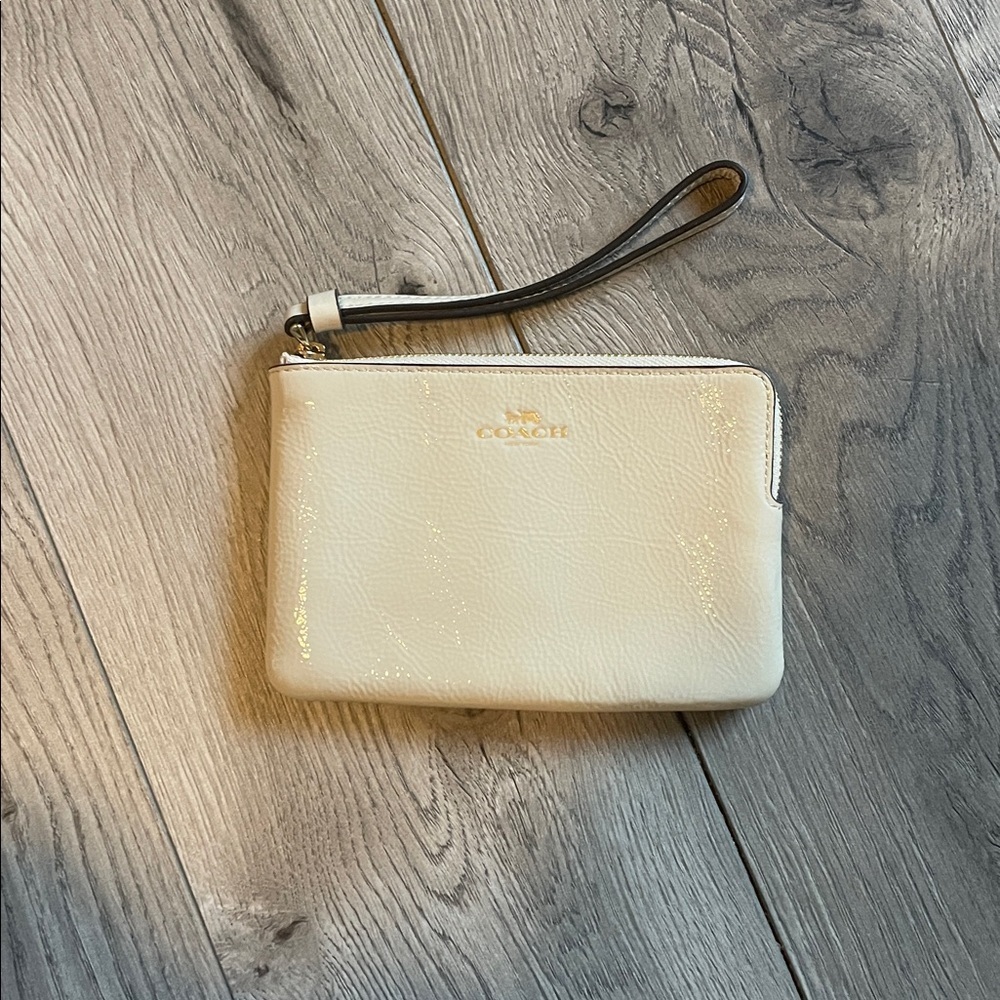 Coach Glossy Beige Wristlet